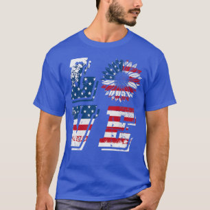 Camiseta Love Sunflower Patriotic American Flag USA 4th Of