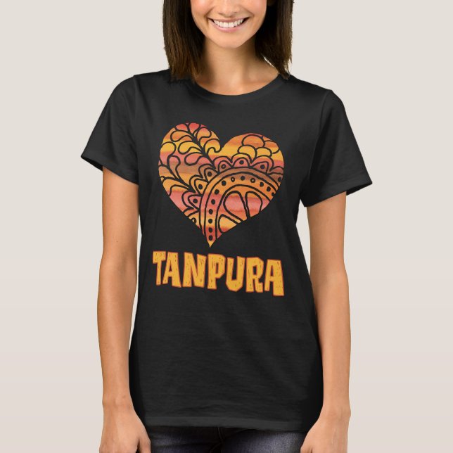 Camiseta Love Tanpura Orange Mandala Heart Indian Music (Frente)