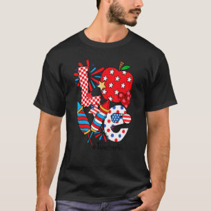 Camiseta Love Teacher Life 4 De Julho Fogos De Artifício To