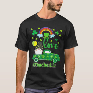 Camiseta LOVE Teacher Life Gnome Shamrock Saint Patrick's D