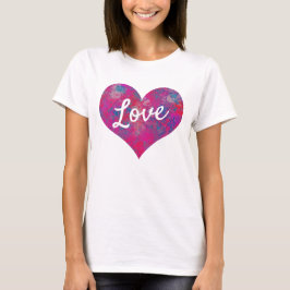 Camiseta Love Text Heart Shape Cascade of Color