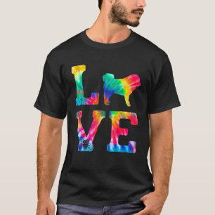 Camiseta Love Tibetan Mastiff Tie Dye Dog Mãe Pai