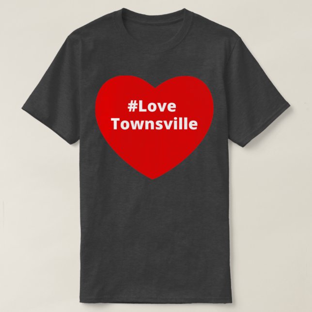 Camiseta Love Townsville Hashtag Heart (Frente do Design)