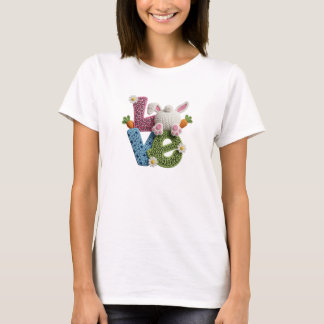 Camiseta Love Typography Easter Crochet Name