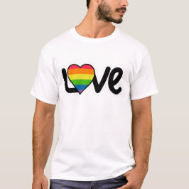 Camiseta LOVE Typography LGBTQ Rainbow Heart Pride Month