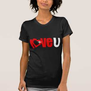 Camiseta "Love U" sparkle seja o meu texto do namorados