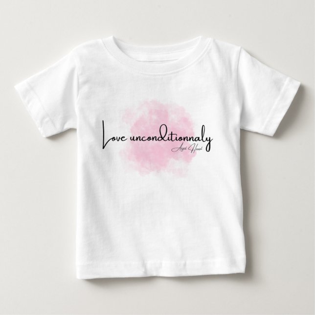 Camiseta Love Unconditionally – Elegant Script with Pink Cl (Frente)