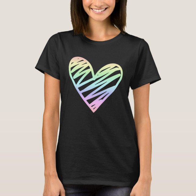 Camiseta Love Valentine's Day Pastel Rainbow  1 (Frente)
