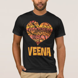Camiseta Love Veena Orange Mandala Heart Indian Music
