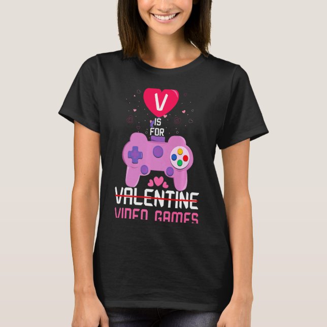 Camiseta Love Video Game Gamer Gaming Hearts Day Happy Vale (Frente)