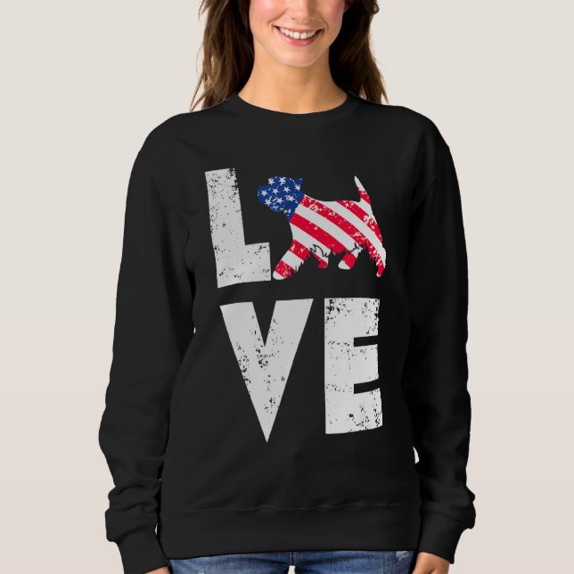 Camiseta Love West Highland Terrier Westie EUA Flag (Frente)