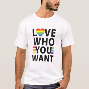 Camiseta Love Who You Want LGBQ Gay Pride Flag Proud Ally R