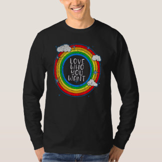 Camiseta Love Who You Want Lgbt Gay Lgbtq Heart Rainbow Pri