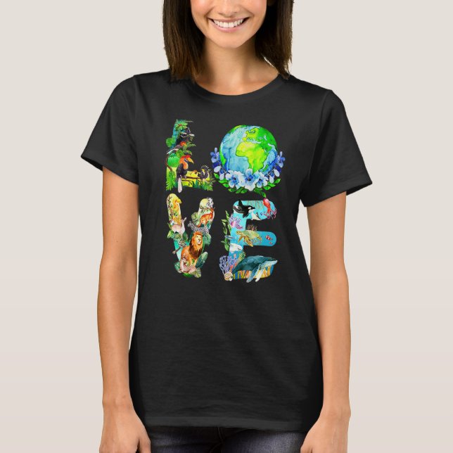 Camiseta Love World Earth Day 2022 Planet Environmental Ani (Frente)