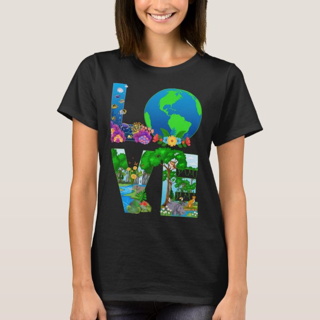 Camiseta Love World Earth Day 2023 Planet Environmental Ani (Frente)