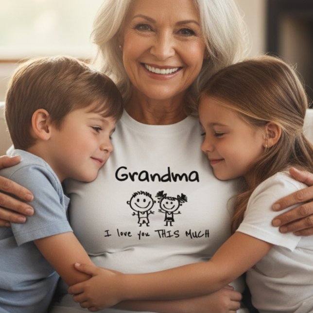 Camiseta Love You Grandma Kids Art Personalized Gift (Criador carregado)