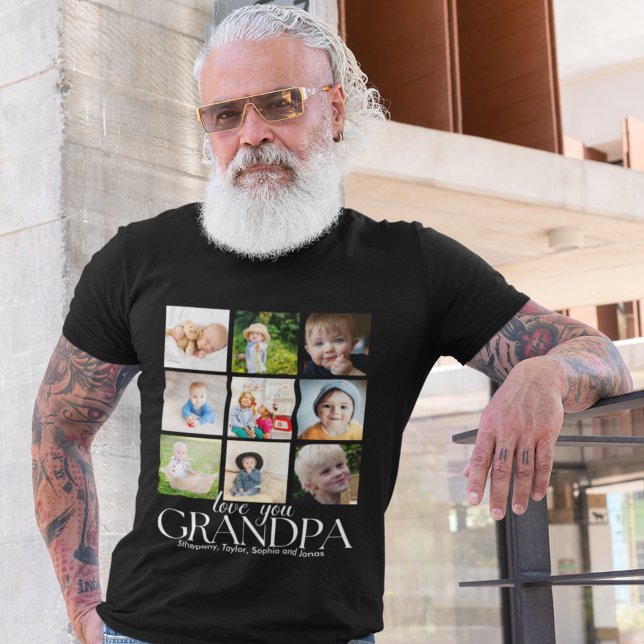 Camiseta Love You Grandpa Beautiful Collage 9 Photos  (Criador carregado)