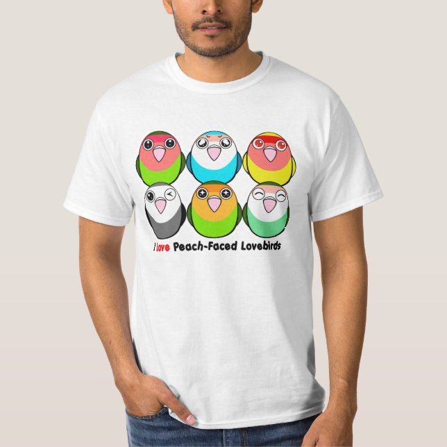 Camiseta lovebirds Pêssego-enfrentados (Frente)