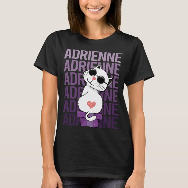 Camiseta Lovely Cat - Nome da Adrienne (Frente)