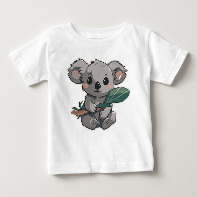 Camiseta Lovely design featuring cute koala holding a leaf (Frente)