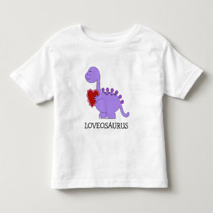 Camiseta LOVEOSAURUS, adorável brontossauro roxo c/ Coração