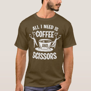 Camiseta Lover De Café E Presente De Tesoura De Barber Hair
