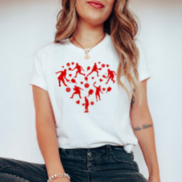 Camiseta Lover de Pickleball do Coração Vermelho
