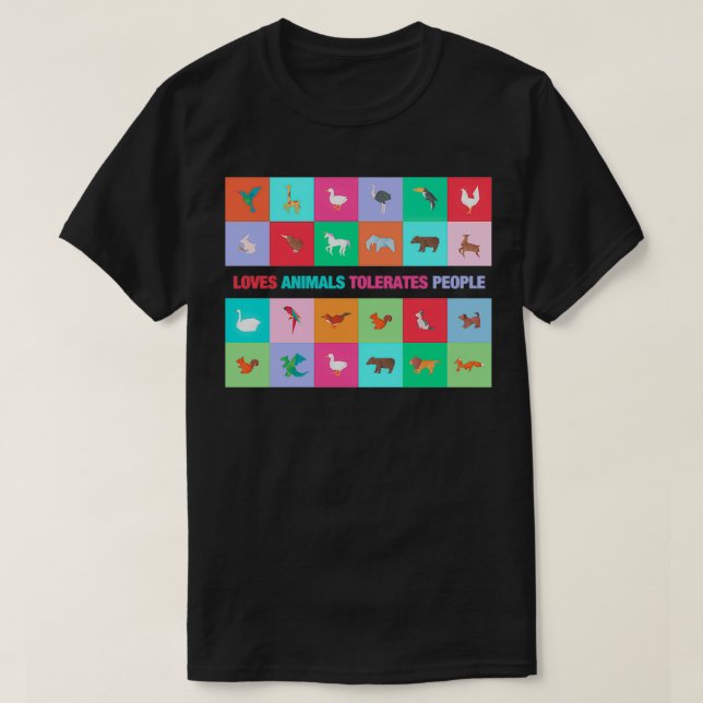 Camiseta Loves Animals Tolerates People (Frente do Design)