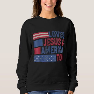 Camiseta Loves Jesus & America Too Christ 4th Of July Ameri