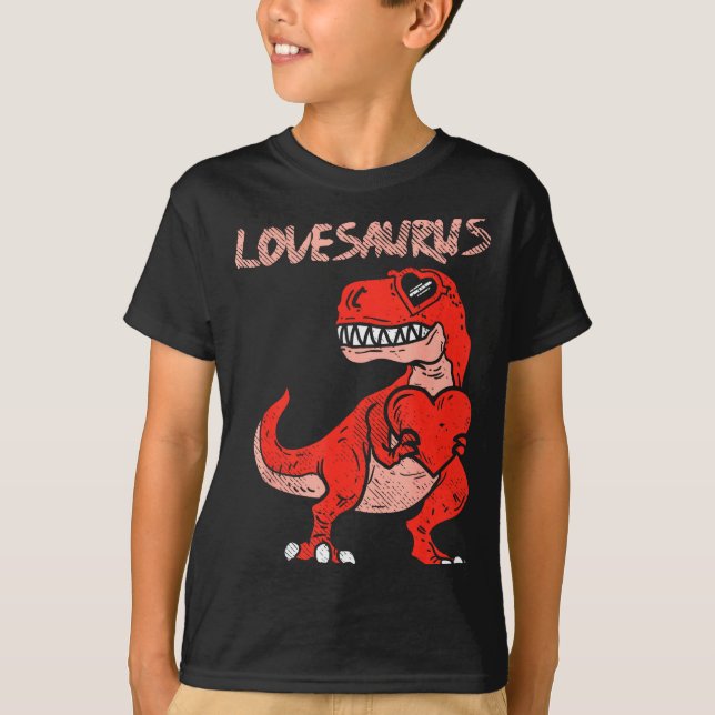Camiseta Lovesaurus Trex Dinosaur Heart Cute Valentines Day (Frente)