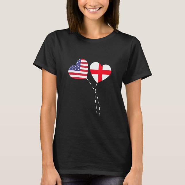 Camiseta Loving Usa England Flag Heart English American Lo (Frente)