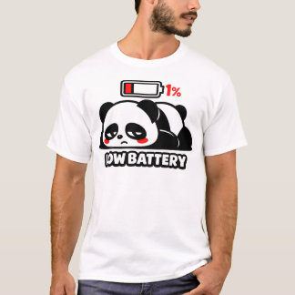 Camiseta Low Battery Panda Funny Tired Mood Graphic