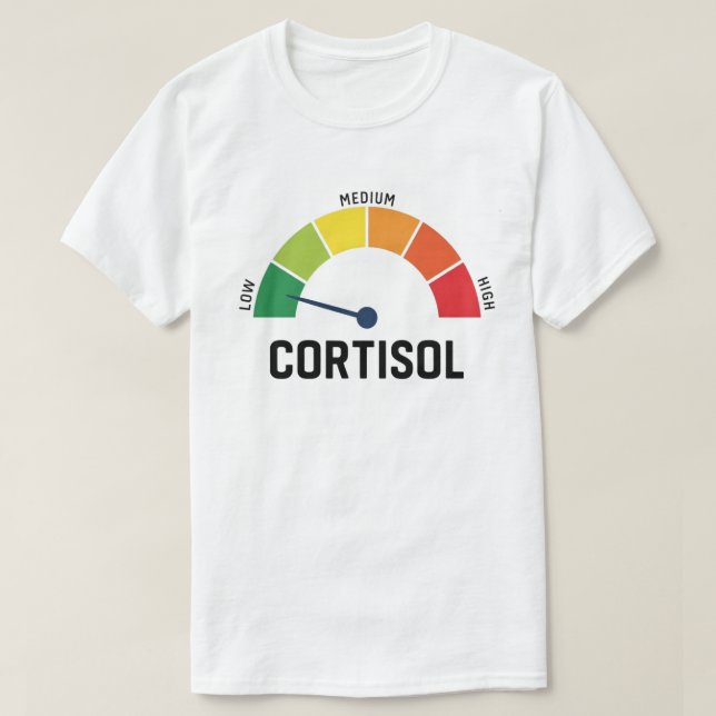 Camiseta Low Cortisol Meter – Funny Stress Level Gauge (Frente do Design)