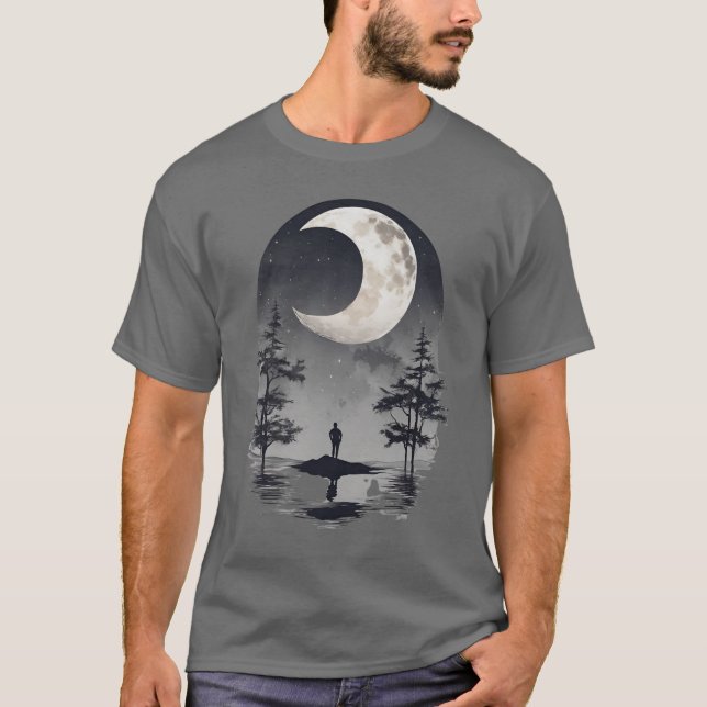 Camiseta Lua 8, raio de lua, satélite, celeste (Frente)