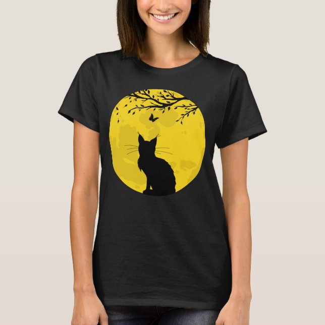 Camiseta Lua Amarela de Gato Negro (Frente)