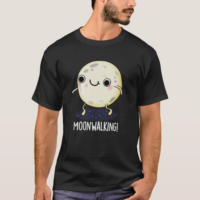 Camiseta Lua Andando Engraçado Dança Pun Dark BG (Frente)