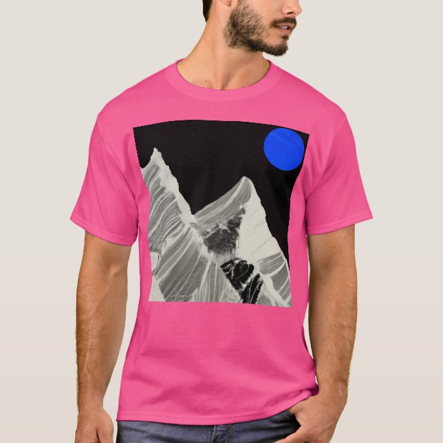 Camiseta Lua Azul Acima Das Montanhas Cobertas Por Neve Abs (Frente)