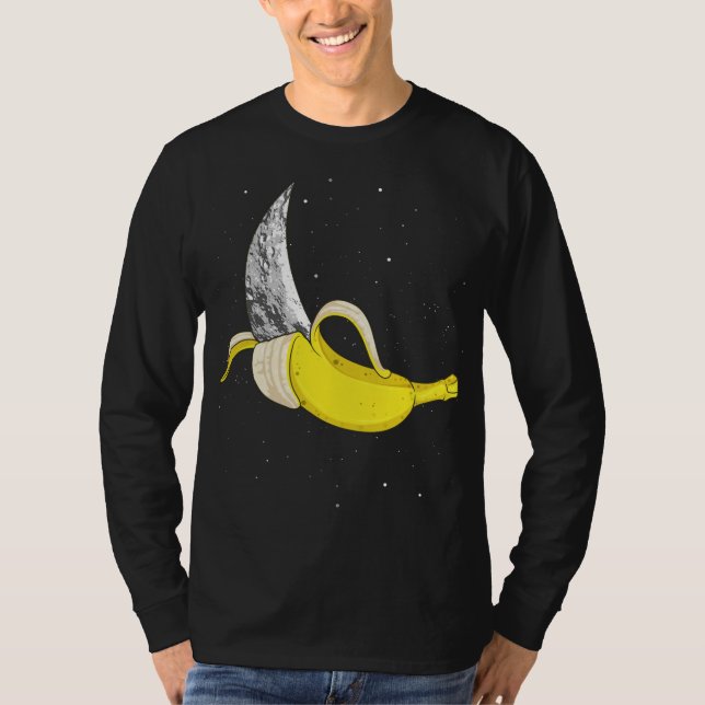 Camiseta Lua Banana Engraçado Comida Espacial Estranha Frut (Frente)