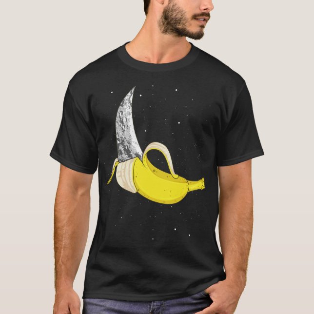 Camiseta Lua Banana Engraçado Comida Espacial Estranha Frut (Frente)
