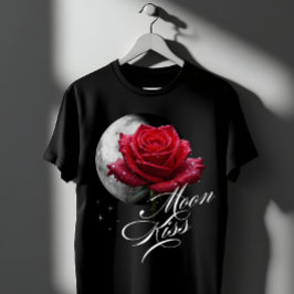Camiseta Lua Beija Rosa & Arte Romântica da Lua Cheia