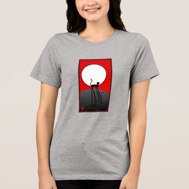 Camiseta Lua cheia e gato (Frente)