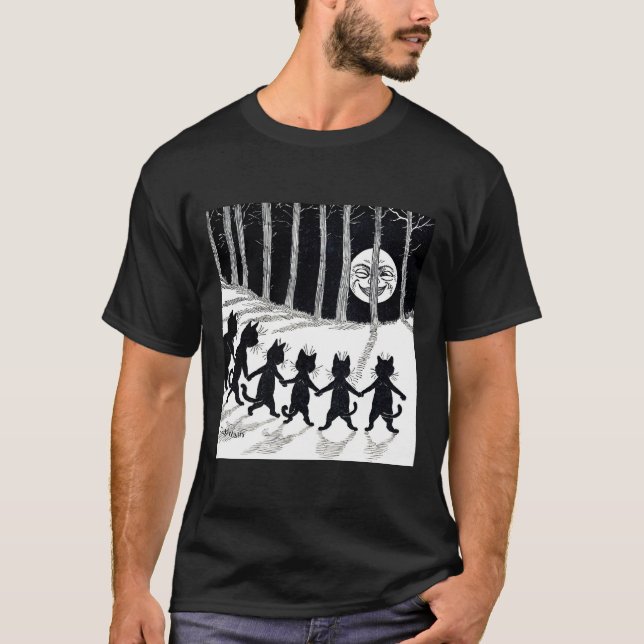 Camiseta Lua cheia e gatos, Louis Wain (Frente)