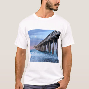 Camiseta Lua cheia sobre o píer, Califórnia