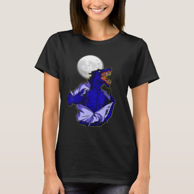 Camiseta Lua cheia transforma mundo da selva assustador do  (Frente)