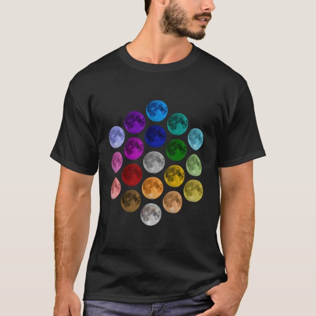 Camiseta Lua Colorida do Dia do Ponto (Frente)