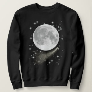 Camiseta Lua com Lua cheia, estrelas e cometa