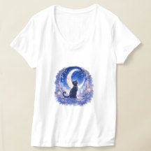 Camiseta Lua Crescente Gato Preto