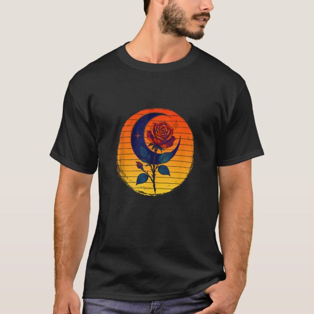 Camiseta Lua Crescente Oculta Rosa Gótica Ocultismo Feitiça (Frente)