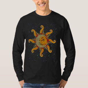 Camiseta Lua Crescente Sol Universo Astronomia Boho Astrolo