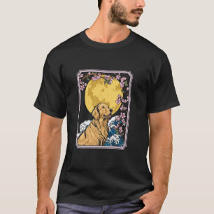 Camiseta Lua da Flor de Cerejeira Golden Retriever - Raça d
